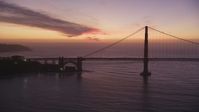 5K Aerial Video Flyby south side of the Golden Gate Bridge, San Francisco, California, twilight Aerial Stock Footage | DCSF10_053
