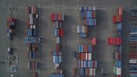 5K stock footage aerial video of bird's eye view of Port of Oakland shipping containers, California Aerial Stock Footage | DFKSF06_016