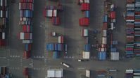 5K stock footage aerial video of a bird's eye view of Port of Oakland shipping containers, California Aerial Stock Footage | DFKSF06_017