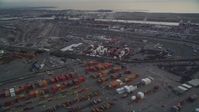 5K stock footage aerial video of rows of shipping containers at the Port of Oakland, California Aerial Stock Footage | DFKSF06_187