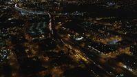 5K stock footage aerial video of light traffic on I-880 freeway, Oakland, California, night Aerial Stock Footage | DFKSF07_084