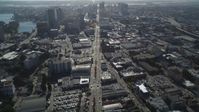 5K stock footage aerial video of tilting from Broadway to reveal Downtown Oakland, California Aerial Stock Footage | DFKSF09_014
