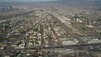 5K stock footage aerial video of flying by urban neighborhoods in Oakland, California Aerial Stock Footage | DFKSF09_057