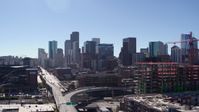 5.7K stock footage aerial video of a view of the city skyline in Downtown Denver, Colorado Aerial Stock Footage | DX0001_001492