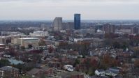 5.7K stock footage aerial video a stationary view of the city's skyline in Downtown Lexington, Kentucky Aerial Stock Footage | DX0001_003240
