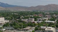 5.7K stock footage aerial video flyby the Nevada State Capitol dome and other government buildings in Carson City, Nevada Aerial Stock Footage | DX0001_007_003