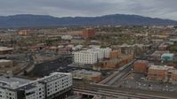 5.7K stock footage aerial video of passing office and apartment buildings, Downtown Albuquerque, New Mexico Aerial Stock Footage | DX0002_127_026