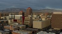 5.7K stock footage aerial video orbit office high-rise at the center of city buildings, Downtown Albuquerque, New Mexico Aerial Stock Footage | DX0002_127_041