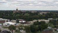 5.7K stock footage aerial video wide view of the Iowa State Capitol and grounds in Des Moines, Iowa Aerial Stock Footage | DX0002_165_023