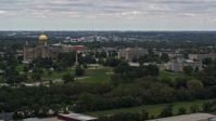 5.7K stock footage aerial video of grounds and buildings around the Iowa State Capitol in Des Moines, Iowa Aerial Stock Footage | DX0002_165_037