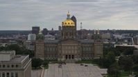 5.7K stock footage aerial video of an orbit of the Iowa State Capitol in Des Moines, Iowa Aerial Stock Footage | DX0002_165_042