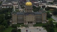 5.7K stock footage aerial video orbit the front of the Iowa State Capitol in Des Moines, Iowa Aerial Stock Footage | DX0002_166_010