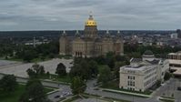5.7K stock footage aerial video orbit the state library building and the Iowa State Capitol, Des Moines, Iowa Aerial Stock Footage | DX0002_166_028