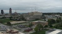 5.7K stock footage aerial video of a hospital in Des Moines, Iowa while descending Aerial Stock Footage | DX0002_166_049
