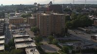 5.7K stock footage aerial video of orbiting an apartment building in Omaha, Nebraska Aerial Stock Footage | DX0002_170_031