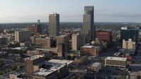 5.7K stock footage aerial video static view of the city's skyscrapers in Downtown Omaha, Nebraska Aerial Stock Footage | DX0002_170_039