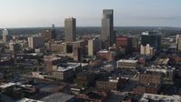 5.7K stock footage aerial video slow orbit of the city's tall skyscrapers in Downtown Omaha, Nebraska Aerial Stock Footage | DX0002_170_041