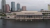 5.7K stock footage aerial video circling the Tampa Convention Center, Downtown Tampa, Florida Aerial Stock Footage | DX0003_229_011
