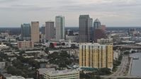 5.7K stock footage aerial video of the skyline from condo complex, Downtown Tampa, Florida Aerial Stock Footage | DX0003_230_005
