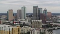 5.7K stock footage aerial video of slowly passing the downtown skyline, Downtown Tampa, Florida Aerial Stock Footage | DX0003_230_011