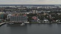 5.7K stock footage aerial video of passing by waterfront mansions and condo complex in Tampa, Florida Aerial Stock Footage | DX0003_230_021