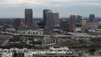 5.7K stock footage aerial video of flying by the downtown skyline, Downtown Tampa, Florida Aerial Stock Footage | DX0003_230_023