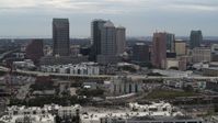 5.7K stock footage aerial video of passing by the downtown skyline, Downtown Tampa, Florida Aerial Stock Footage | DX0003_230_024