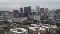 5.7K stock footage aerial video of a view of skyscrapers in the city's skyline, Downtown Tampa, Florida Aerial Stock Footage | DX0003_230_040