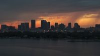 5.7K stock footage aerial video slowly flyby Downtown Tampa skyline at twilight, Florida Aerial Stock Footage | DX0003_232_001