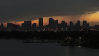 5.7K stock footage aerial video of passing skyscrapers in the Downtown Tampa skyline at twilight, Florida Aerial Stock Footage | DX0003_232_019