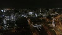 5.7K stock footage aerial video of an orbit of Amalie Arena at night in Downtown Tampa, Florida Aerial Stock Footage | DX0003_232_041