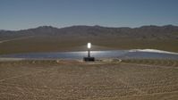 4K stock footage aerial video of circling around one of the arrays at the Ivanpah Solar Electric Generating System in California Aerial Stock Footage | FG0001_000191
