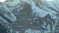 HD stock footage aerial video of a rocky formation at sunrise, Rocky Mountains, Colorado Aerial Stock Footage | HDA13_403