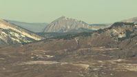 HD stock footage aerial video of stony peaks in the Rocky Mountains at sunrise, Colorado Aerial Stock Footage | HDA13_437
