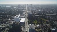 5K stock footage aerial video of following Broadway toward Interstate 580 freeway, Oakland, California Aerial Stock Footage | JDC02_008