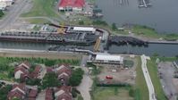 4K stock footage aerial video orbit of a pumping station on the 17th Street Canal in Metairie, New Orleans, Louisiana Aerial Stock Footage | PVED01_098