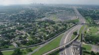 4K stock footage aerial video approach and orbit Greenwood Cemetery in Lakeview, New Orleans, Louisiana Aerial Stock Footage | PVED01_103