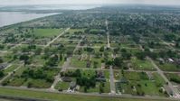 4K aerial stock footage video orbit urban neighborhoods in the Lower Ninth Ward of New Orleans, Louisiana Aerial Stock Footage | PVED01_165