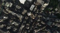 5K stock footage aerial video a bird's eye view of narrow streets and tall buildings on Hong Kong Island, China Aerial Stock Footage | SS01_0022