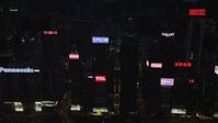 5K stock footage aerial video flyby high-rises and office buildings on Hong Kong Island at night, China Aerial Stock Footage | SS01_0137
