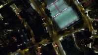 5K stock footage aerial video bird's eye view of city streets at night on Hong Kong Island, China Aerial Stock Footage | SS01_0174