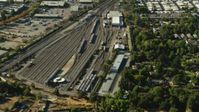 1080 stock footage aerial video approach the Concord BART depot in California Aerial Stock Footage | TS01_142