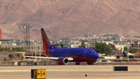 1080 stock footage aerial video of a Southwest airliner at McCarran International Airport, Las Vegas, Nevada Aerial Stock Footage | TS02_48
