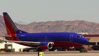 1080 stock footage aerial video of Southwest jet at McCarran International Airport, Nevada Aerial Stock Footage | TS02_49