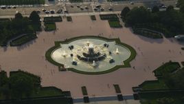 Buckingham Fountain in Grant Park, Chicago, Illinois Aerial Stock Photos | AX0001_097.0000113F