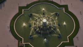 A bird's eye view of Buckingham Fountain in Grant Park, Chicago, Illinois Aerial Stock Photos | AX0001_098.0000133F