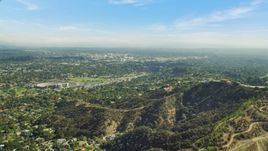 Residential neighborhoods seen from a hilltop, Pasadena, California Aerial Stock Photos | AX0159_092.0000006