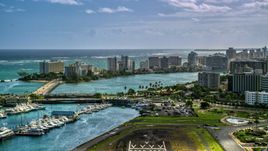 Waterfront hotels and apartment buildings in San Juan, Puerto Rico Aerial Stock Photos | AX101_002.0000198F