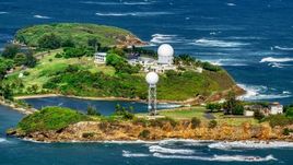 Punta Salinas Radar Site on a Caribbean island, Toa Baja, Puerto Rico Aerial Stock Photos | AX101_028.0000000F