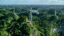 Top of Arecibo Observatory rising about karst mountains, Puerto Rico  Aerial Stock Photos | AX101_111.0000000F